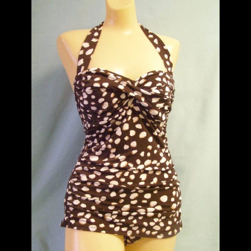 NWT Jantzen Vamp swimsuit brown dot bandeau